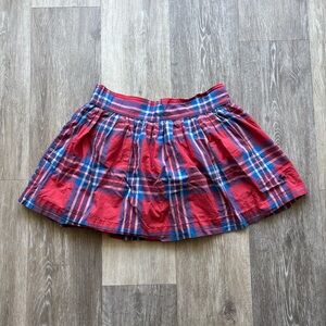 Abercrombie & Fitch Y2K Preppy Academia Red Blue Plaid Mini Skater Skirt Size L